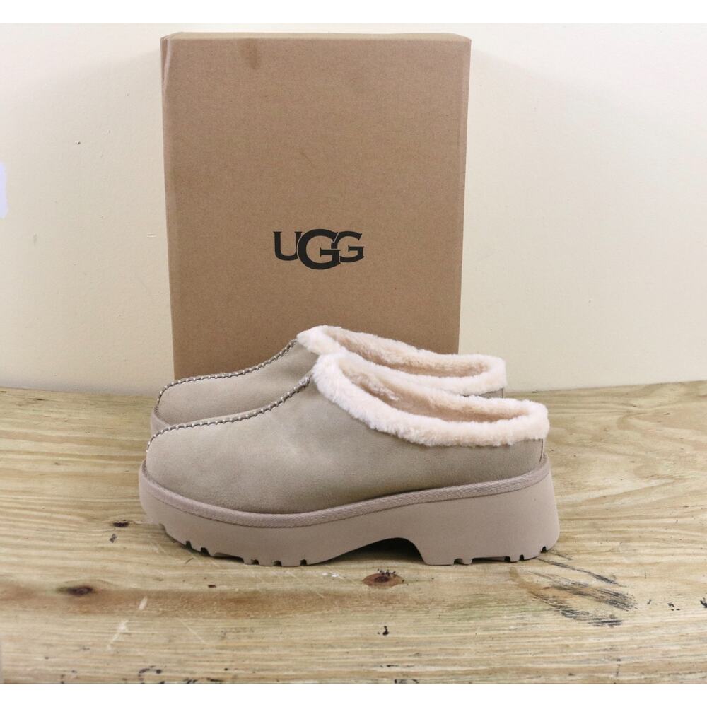 New Ugg Clogs 12 Tan Brown New Heights Cozy Shearling Lined Platform Shoes